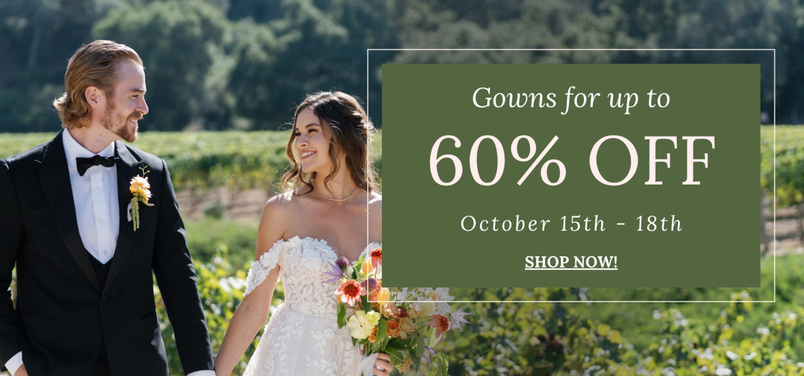 gowns up to 60 percent off sale banner