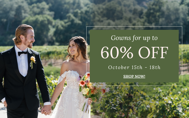 gowns up to 60 percent off sale banner